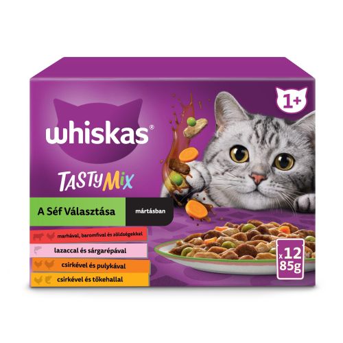 Whiskas alutasak 12 pack eledel macskák részére a séf ajánlata ízesítéssel 12x85 g 12 x  85 g
