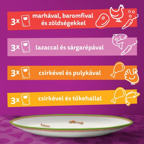 Whiskas alutasak 12 pack eledel macskák részére a séf ajánlata ízesítéssel 12x85 g 12 x  85 g