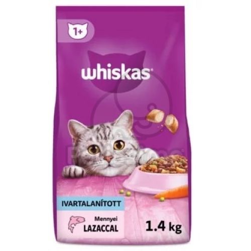 Whiskas Adult szárazeledel ivartalanított macskáknak lazaccal  1.4 kg