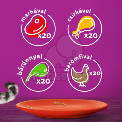 Whiskas klasszikus tasakos eledel válogatás felnőtt macskák számára 80 x  85 g