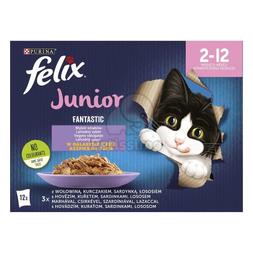 Purina Felix Fantastic Junior vegyes válogatás aszpikban - nedves macskaeledel 12 x  85 g