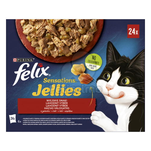 Felix Sensations Jellies Házias válogatás aszpikban nedves macskaeledel 24 x  85 g