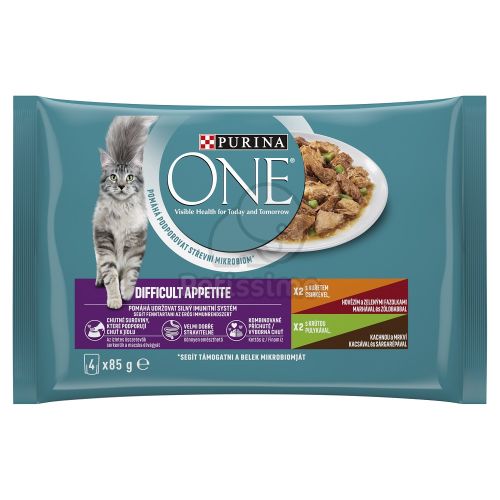 Purina ONE Difficult Appetite nedves macskaeledel - csirke, pulyka 4 x  85 g