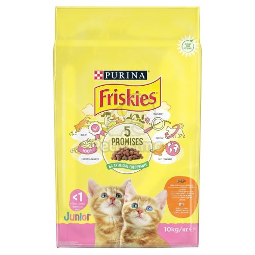 Friskies Junior száraz macskaeledel - csirkével, tejjel és hozzáadott zöldségekkel  10 kg