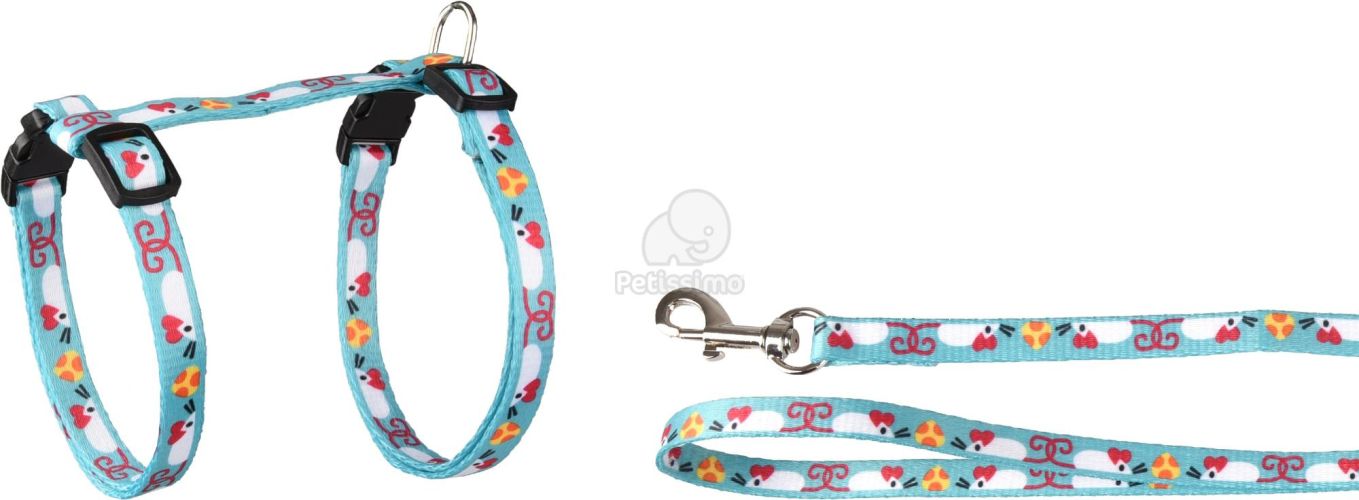 Flamingo egérmintás hám és póráz macskáknak  20-35 cm/25-45 cm