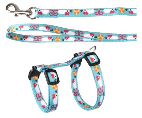Flamingo egérmintás hám és póráz macskáknak  15-25 cm/20-35 cm