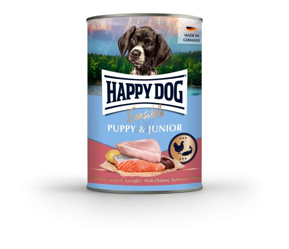 Happy Dog Supreme Sensible Puppy & Junior konzerv - csirke, lazac és burgonya  200 g