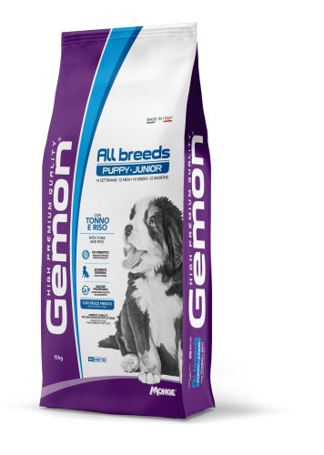 Gemon All Breeds Puppy & Junior száraz kutyatáp - tonhal, rizs  15 kg