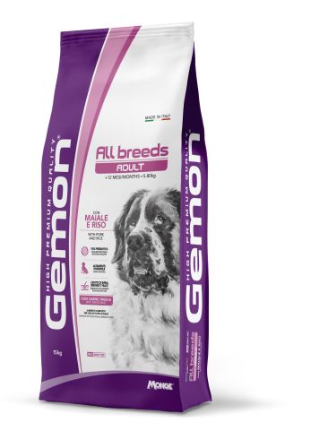 Gemon Dog Adult All Breed száraz kutyatáp - sertés, rizs  15 kg