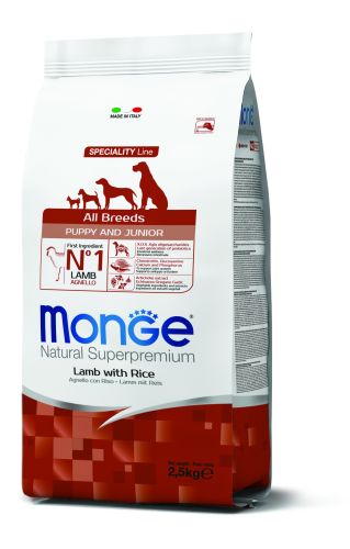 Monge All Breeds Puppy and Junior Lamb with Rice  2.5 kg