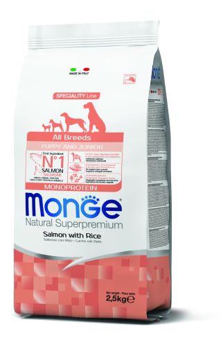 Monge All Breeds Puppy and Junior Salmon with Rice  2.5 kg