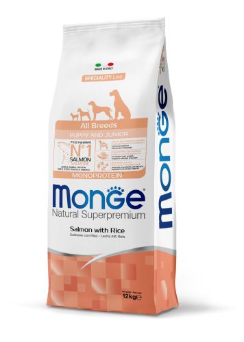Monge All Breeds Puppy and Junior Salmon with Rice  12 kg