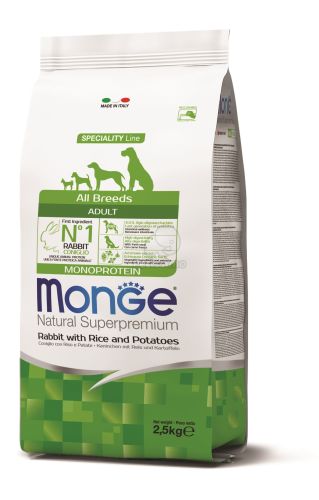 Monge Speciality Line All Breeds Adult Monoprotein - nyúl, rizs és burgonya  2.5 kg