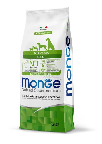 Monge Speciality Line All Breeds Adult Monoprotein - nyúl, rizs és burgonya  12 kg