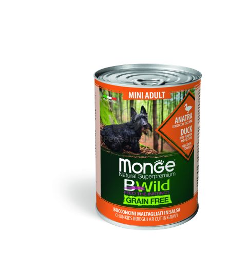 Monge BWild Grain Free Mini Adult kutyakonzerv - kacsa sütőtökkel és cukkinivel  400 g