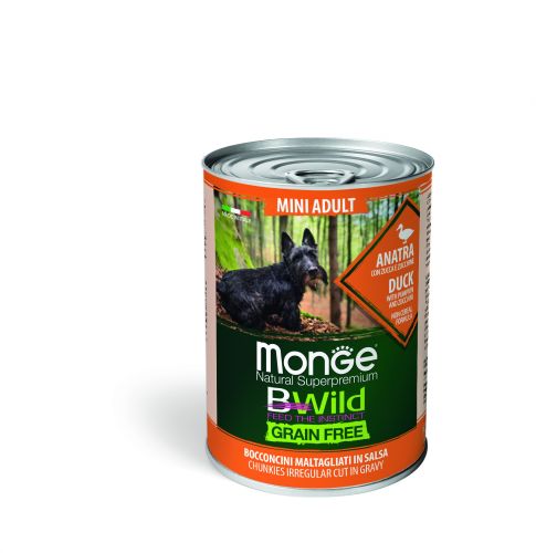 Monge BWild Grain Free Mini Adult kutyakonzerv - kacsa sütőtökkel és cukkinivel  400 g