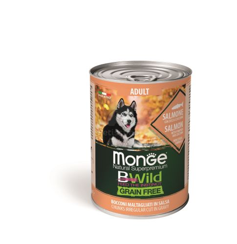 Monge BWild Grain Free Adult kutyakonzerv - lazac sütőtökkel és cukkinivel  400 g
