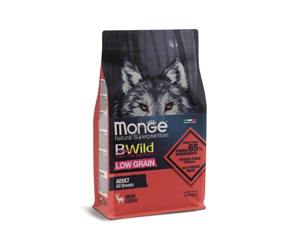 Monge BWild Low Grain All Breeds Adult száraz kutyatáp - szarvas  2.5 kg