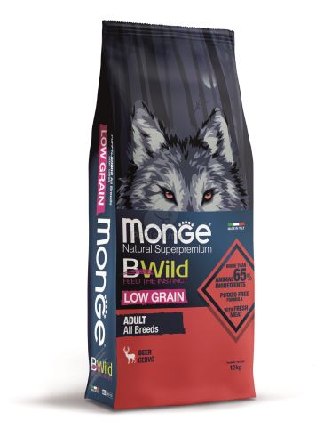 Monge BWild Low Grain All Breeds Adult száraz kutyatáp - szarvas  12 kg
