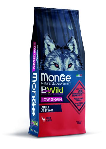 Monge BWild Low Grain All Breeds Adult száraz kutyatáp - szarvas  12 kg