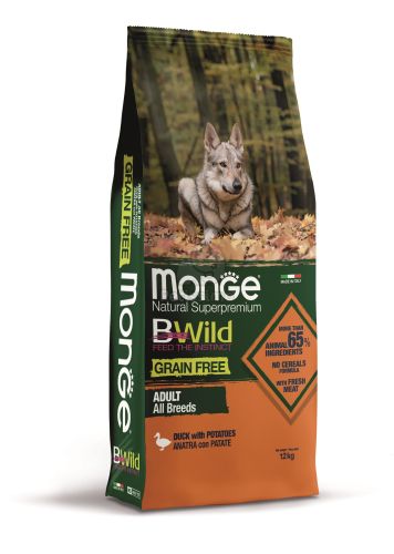 Monge BWild Grain Free Adult All Breed száraz kutyatáp - kacsa burgonyával  2.5 kg