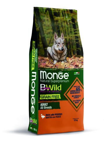 Monge BWild Grain Free Adult All Breed száraz kutyatáp - kacsa burgonyával  12 kg