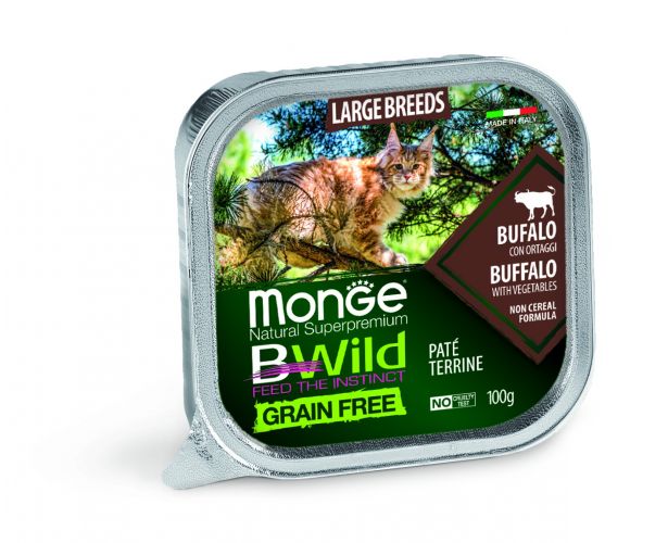 Monge BWild Grain Free Paté Terrine Large Breed - bölény zöldségekkel  100 g