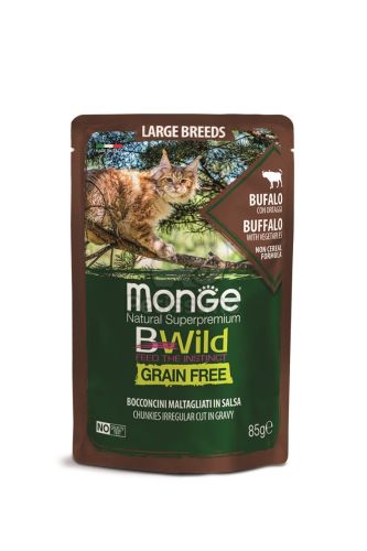Monge BWild Grain Free nedvestáp nagytestű macskáknak - bölény zöldségekkel  85 g