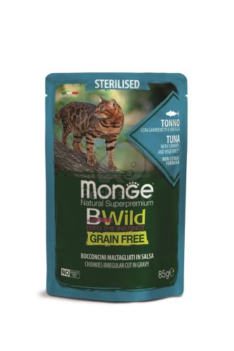 Monge BWild Grain Free Sterilised nedves macskatáp - tonhal rákkal és zöldségekkel  85 g