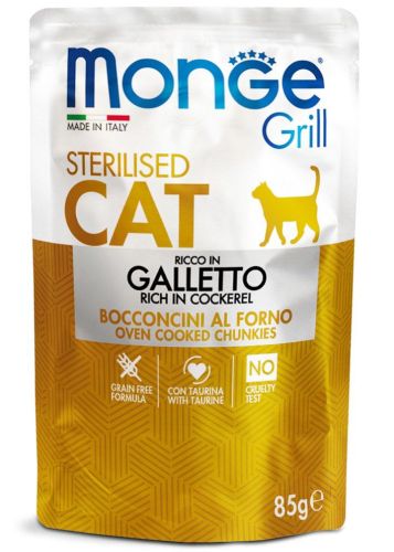 Monge Grill Cat Vegyes Falatok Aszpikban borjú/kakas/pisztráng - Steril 12 x  85 g