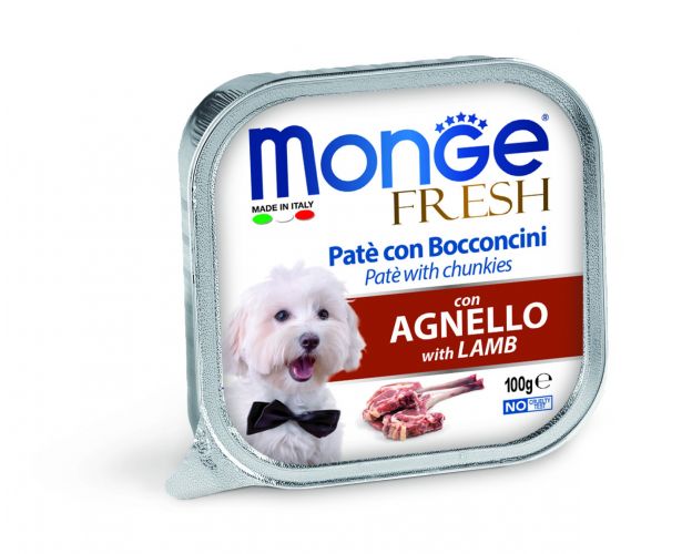 Monge Dog Fresh paté húsdarabokkal - bárány  100 g
