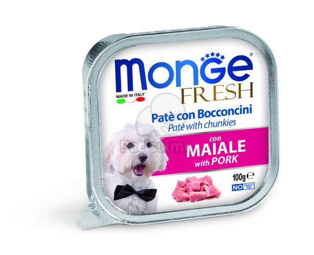 Monge Dog Fresh paté húsdarabokkal - sertés  100 g