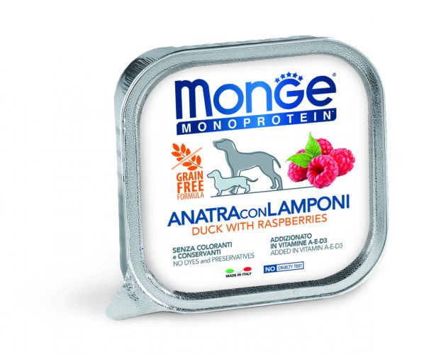 Monge Dog Monoprotein Fruits paté - kacsa, málna  150 g