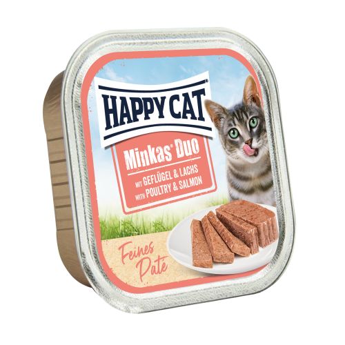Happy Cat Minkas Duo - szárnyas és lazac pástétom 16 x  100 g