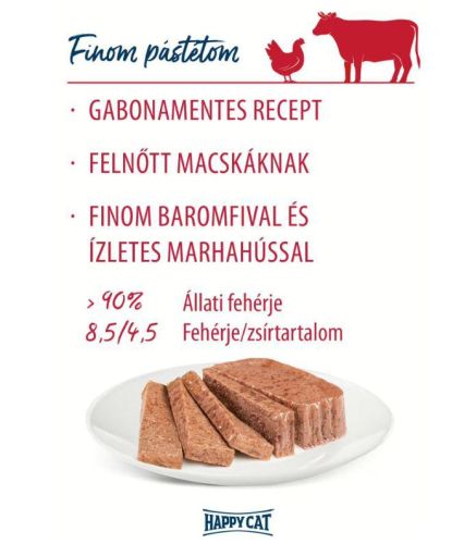 Happy Cat Minkas Duo - szárnyas és marha pástétom 16 x  100 g
