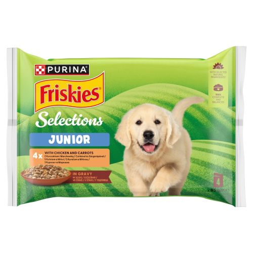 Friskies Selection Junior - nedves eledel csirkével és sárgarépával szószban 4 x  85 g