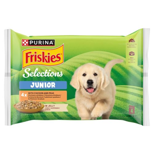 Friskies Selection Junior - nedves eledel csirkével és borsóval aszpikban 4 x 85 g