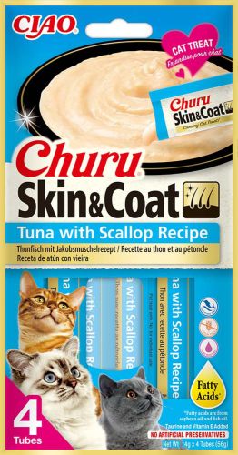 Inaba Cat Churu Skin&Coat - tonhal-fésűkagyló 4 x  14 g