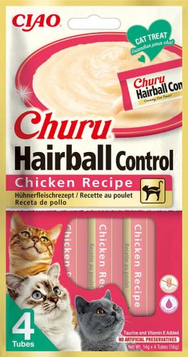 Inaba Cat Churu Hairball Control Chicken - csirke 4 x  14 g