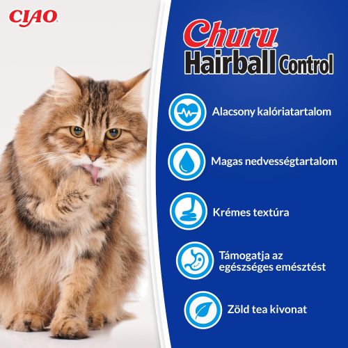 Inaba Cat Churu Hairball Control - csirke 4 x  14 g