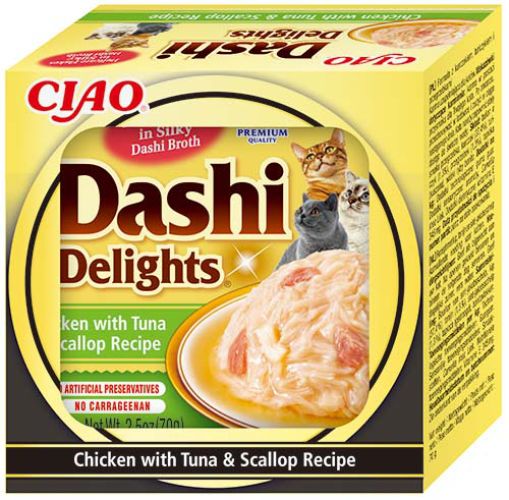 Inaba Cat Churu Dashi Delights - csirke-tonhal-fésűkagyló  70 g