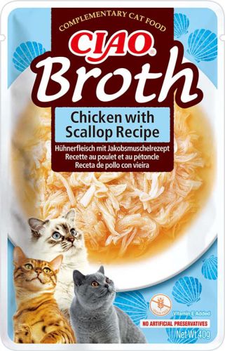Inaba Cat Churu Ciao Broth -  csirke-fésűkagyló  40 g