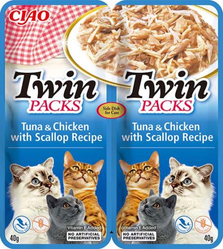 Inaba Cat Ciao Churu Twin Packs - tonhal-csirke-fésűkagyló 2 x  40 g