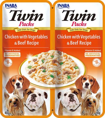 Inaba Dog Churu Twin Packs - csirke-zöldség-marha 2 x  40 g