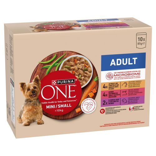 Purina ONE mini adult nedves kutyaeledel - csirkével, marhával és báránnyal 10 x  85 g