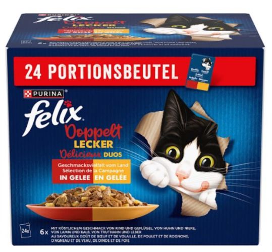 Felix Fantastic Duo nedves macskaeledel válogatás aszpikban - marha, csirke, bárány, pulyka 24 x  85 g