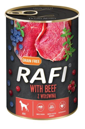 Rafi konzerv kutyáknak marhahússal és áfonyával  400 g