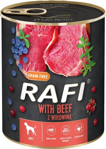 Rafi konzerv kutyáknak marhahússal és áfonyával  800 g