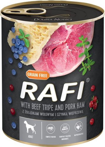 Rafi konzerv kutyáknak sonkával, marhapacallal és áfonyával  800 g