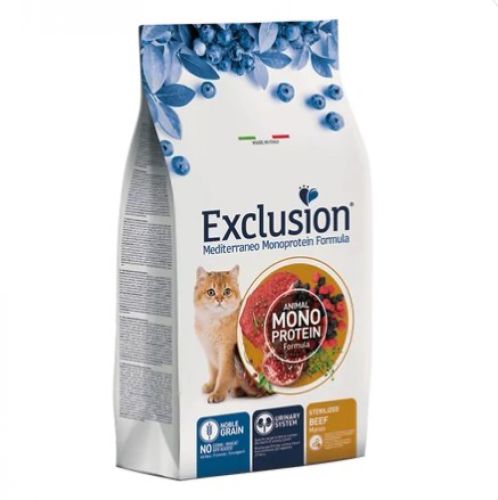 Exclusion Mediterraneo Monoprotein Beef Sterilized száraz macskatáp ivartalanított macskáknak  300 g